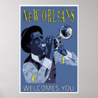 Retro vector Art New Orleans jazz trumpet player