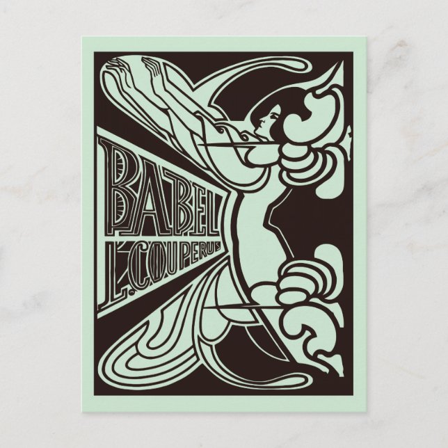 Retro vector art nouveau Babel Jan Toorop style Postcard (Front)