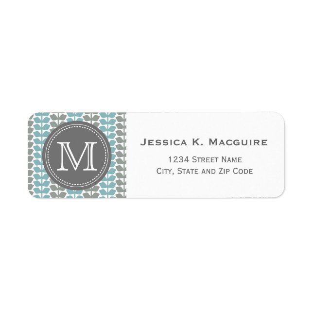 Retro Vector Blue Grey Leaves Pattern (Front)