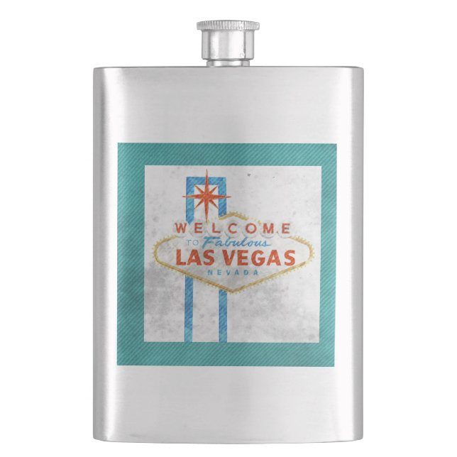 Retro Vegas Sign grunge Hip Flask (Front)