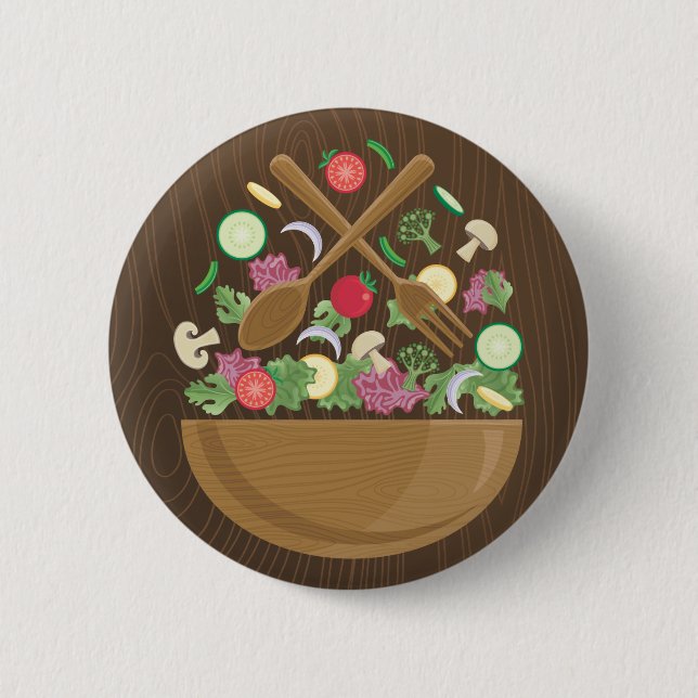 Retro Vegetable Bowl 6 Cm Round Badge (Front)