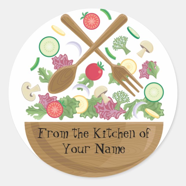Retro Vegetable Bowl Classic Round Sticker (Front)