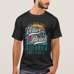Retro Venice Beach California Sun Sand Surf Palm T T-Shirt
