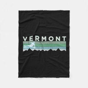 Retro Vermont Distressed Long Sleeve Skiing  Fleece Blanket
