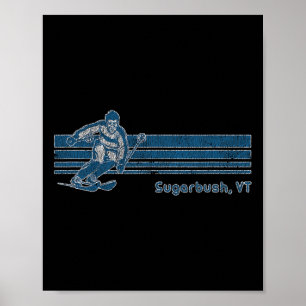 Retro Vermont Distressed Sugarbush Skiing Tee Poster