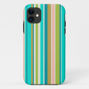 Retro vertical pink turquoise and peach stripes Case-Mate iPhone case