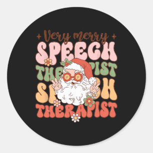 Retro Very Merry Speech Therapist Christmas Slp Bo Classic Round Sticker