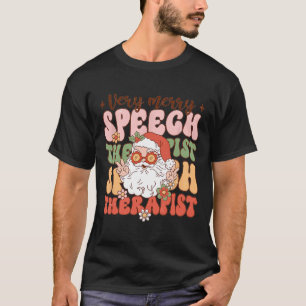 Retro Very Merry Speech Therapist Christmas Slp Bo T-Shirt