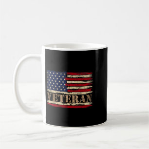 Retro Veteran Bold Text Usa Flag Fathers Day Coffee Mug