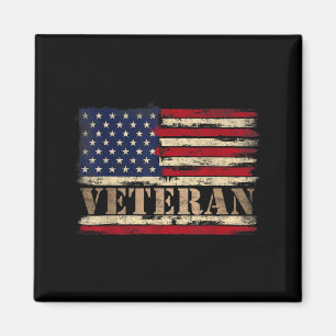Retro Veteran Bold Text Usa Flag Fathers Day Magnet