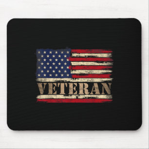 Retro Veteran Bold Text Usa Flag Fathers Day Mouse Pad