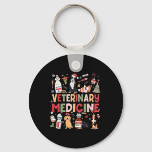 Retro Veterinary Medicine Vet Tech Cat Dog Lover C Key Ring