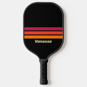 Retro VHS Across Striping with Name Pickleball Paddle