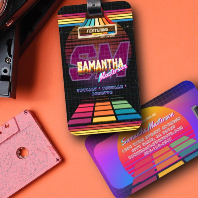 Retro VHS Initial Name Letter Monogram Luggage Tag (Creator Uploaded)