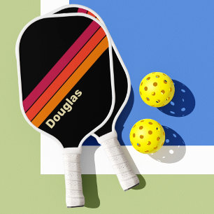 Retro VHS Stripes with Name Pickleball Paddle