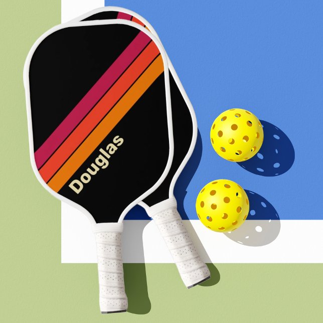 Retro VHS Stripes with Name Pickleball Paddle (Creator Uploaded)