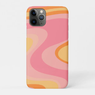 Retro Vibe Abstract Swirl 60s 70s Pink and Orange Case-Mate iPhone Case