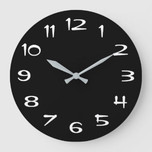 Retro Vibe Black and White Large Clock
