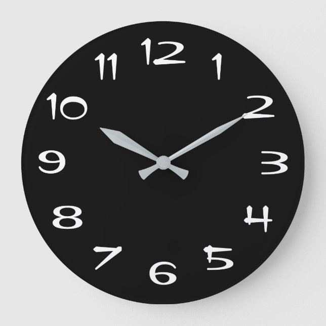Retro Vibe Black and White Large Clock (Front)