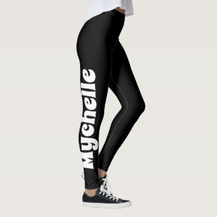 Retro Vibe Black Personalised Yoga & Pilates Leggings