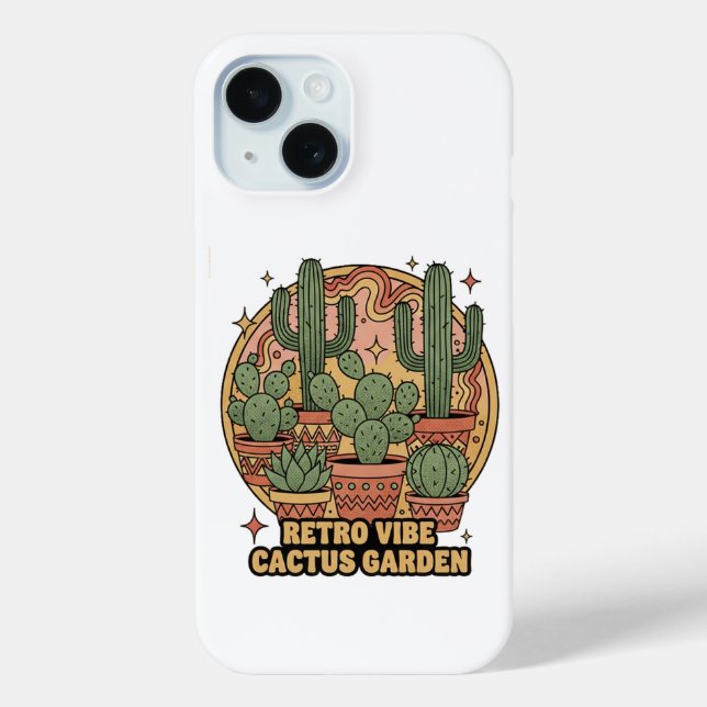 Retro Vibe Cactus Garden Case-Mate iPhone Case (Back)