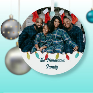Retro Vibe Christmas Photo  Metal Tree Decoration