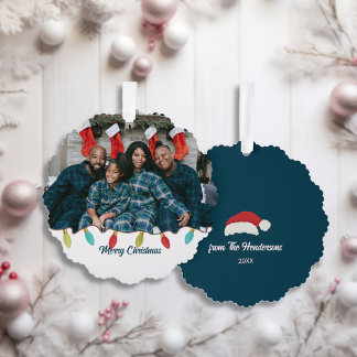 Retro Vibe Christmas Photo  Tree Decoration Card