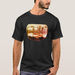 Retro Vibe Colours City Scape in a Fish Bowl Black T-Shirt