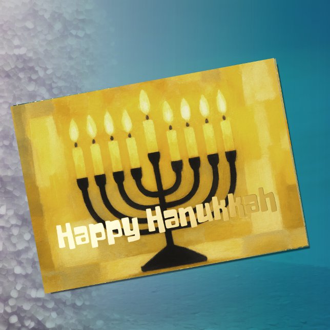 Retro Vibe Gold Hanukkah Menorah  (Creator Uploaded)