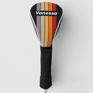 Retro Vibe Rainbow Pin Striped with Name Golf Head Cover