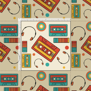Retro Vibes - 1980s Cassette Tapes Pattern Fabric