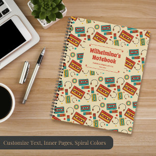 Retro Vibes - 1980s Cassette Tapes Pattern Notebook