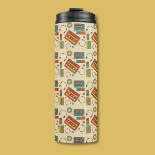 Retro Vibes - 1980s Cassette Tapes Pattern Thermal Tumbler
