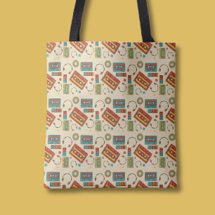 Retro Vibes - 1980s Cassette Tapes Pattern Tote Bag