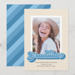 Retro Vibes (Blue) Photo Graduation Announcement