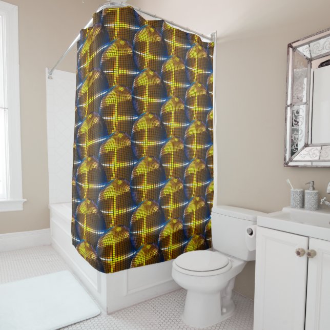 Retro Vibes - Disco Ball Shower Curtain (In Situ)