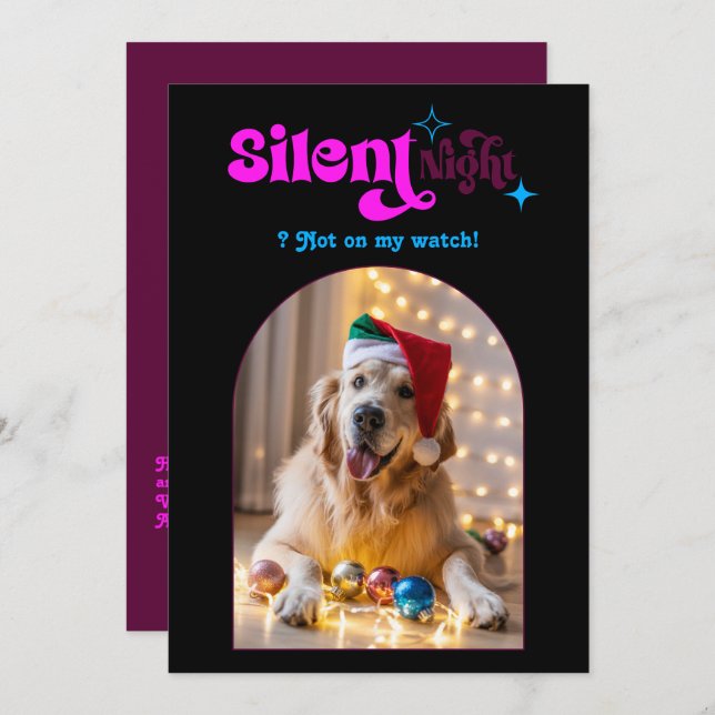 Retro Vibes Funny Retro Pet Dog Christmas Photo Holiday Card (Front/Back)