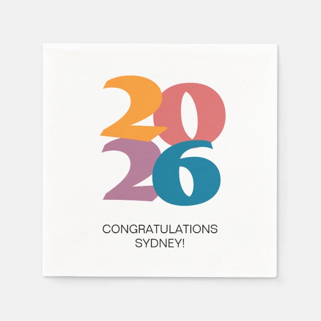 Retro Vibes Graduation Celebration Party Napkin (Front)