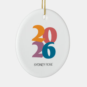 Retro Vibes Graduation Class of 2025 Ceramic Tree Decoration