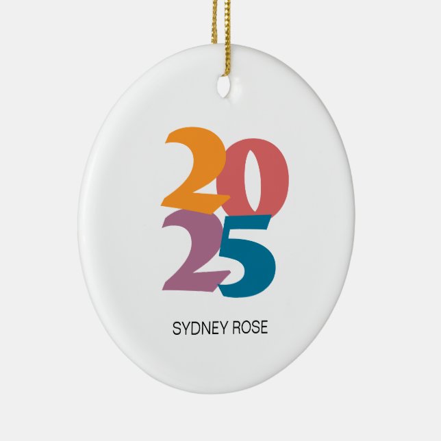Retro Vibes Graduation Class of 2025 Ceramic Tree Decoration (Right)