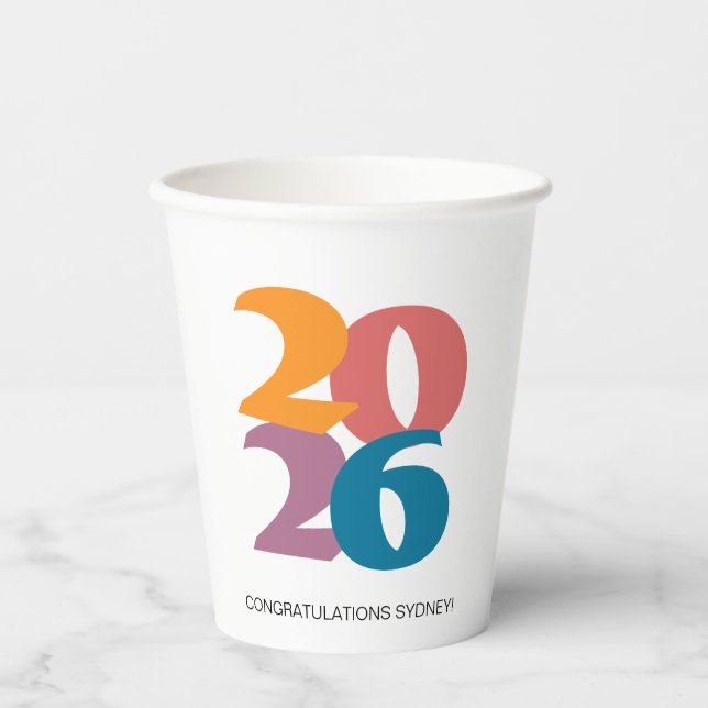 Retro Vibes Graduation Party Class of 2024 Paper Cups (Front)