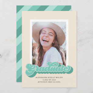 Retro Vibes (Green) Photo Graduation Announcement