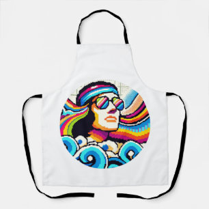 Retro Vibes: Groovy Hobbies in Pixel Art Apron