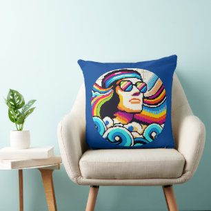 Retro Vibes: Groovy Hobbies in Pixel Art Cushion