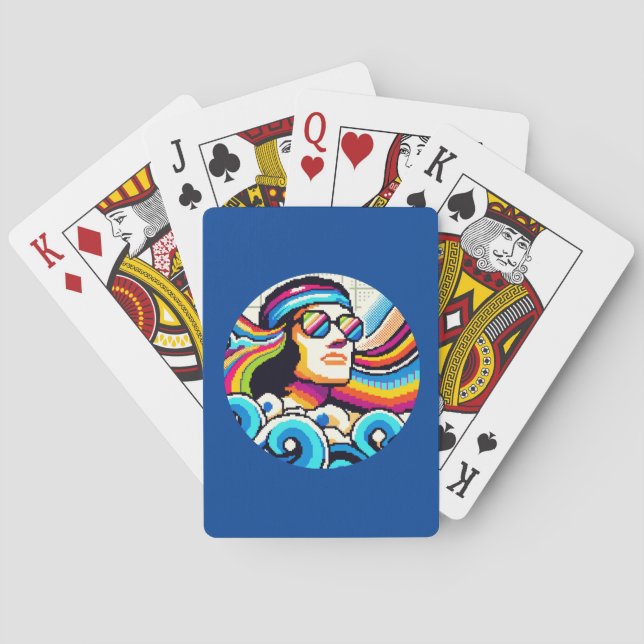 Retro Vibes: Groovy Hobbies in Pixel Art Playing Cards (Back)