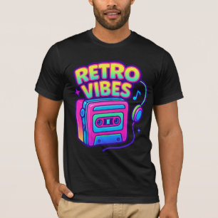 Retro Vibes Neon Cassette Player T-Shirt 