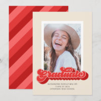 Retro Vibes (Red) Photo Graduation Announcement
