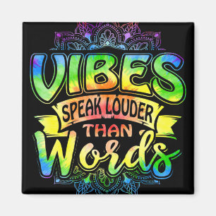 Retro Vibes Speak Louder Than Words Yoga Mandala R Magnet