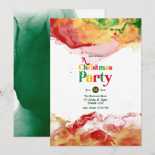 Retro Vibes with Alcohol Ink Flair Christmas Party Invitation