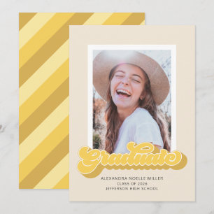 Retro Vibes (Yellow) Photo Graduation Announcement